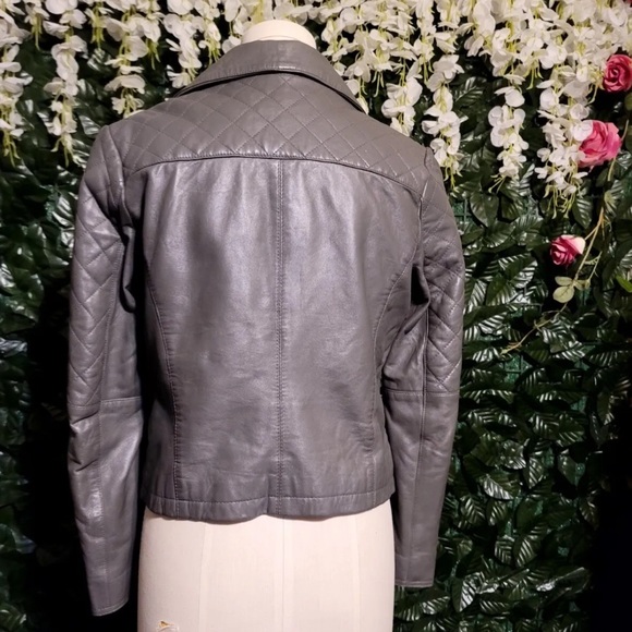 BIBA Women's Leather Jacket Zipper Light Taupe/Gray Size Medium Lining Black - Picture 6 of 6